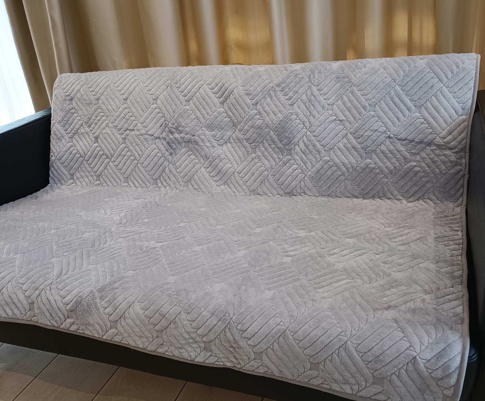 Дивандек накидка на диван велюровая 180/210 Геометрия ,серый